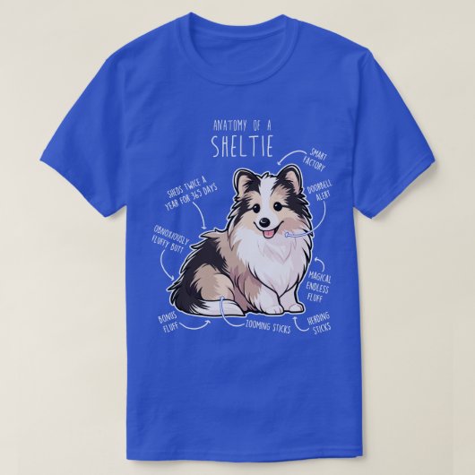 Sheltie Shetland Sheepdog Anatomy 5 T-shirt (Design voorkant)