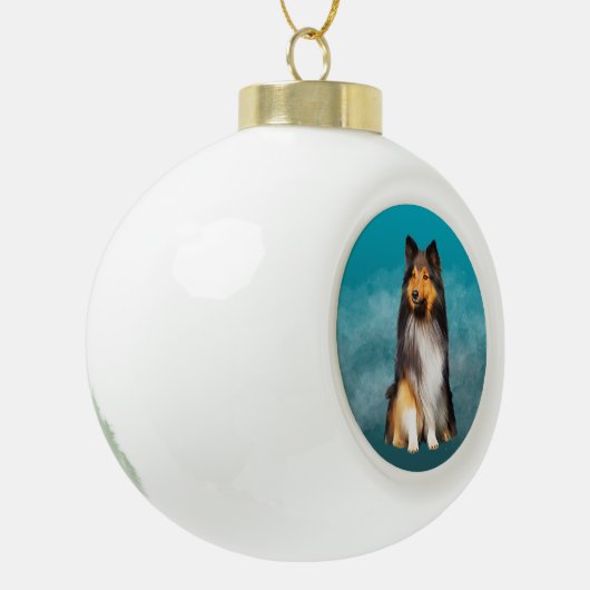 Sheltie Shetland Sheepdog Art Portret Keramische Bal Ornament (Links)