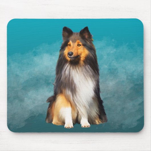 Sheltie Shetland Sheepdog Art Portret Muismat (Voorkant)