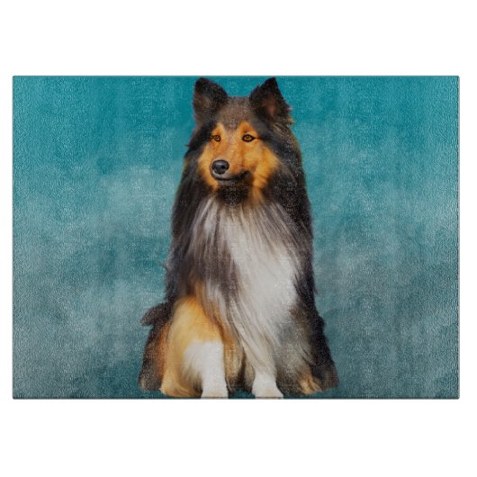 Sheltie Shetland Sheepdog Art Portret Snijplank (Voorkant)