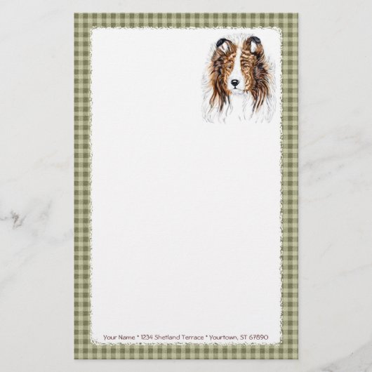 Sheltie Shetland Sheepdog Bust Briefpapier (Voorkant)