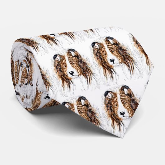 Sheltie Shetland Sheepdog Bust Stropdas (Opgerold)