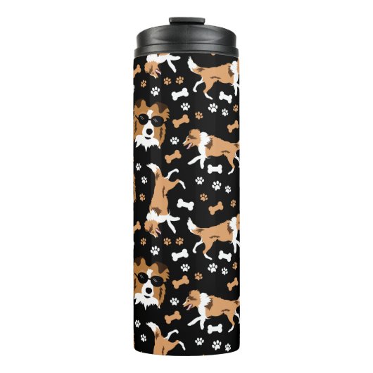Sheltie Shetland Sheepdog Collie Pattern Pawprint Thermosbeker (Voorkant)