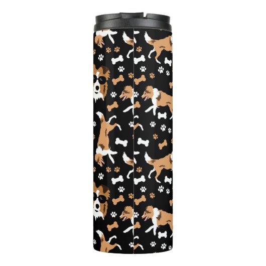 Sheltie Shetland Sheepdog Collie Pattern Pawprint Thermosbeker (Achterkant)
