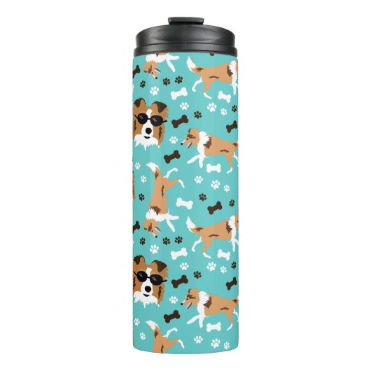 Sheltie Shetland Sheepdog Collie Pattern Pawprint Thermosbeker (Voorkant)