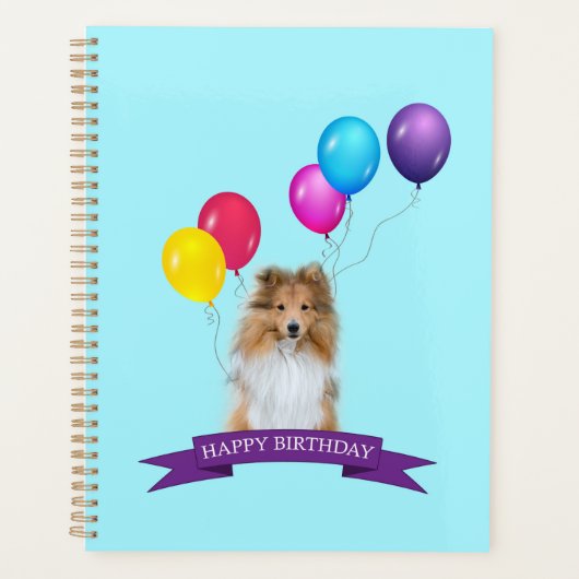 Sheltie Shetland Sheepdog Happy Birthday Gift Bag Planner (Voorkant)
