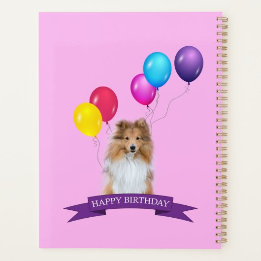 Sheltie Shetland Sheepdog Happy Birthday Gift Bag Planner (Achterkant)