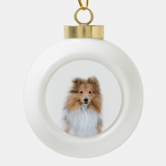 Sheltie Shetland Sheepdog Keramisch balletje Ornam Keramische Bal Ornament (Voorkant)