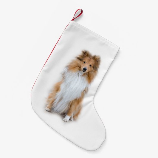 Sheltie Shetland Sheepdog Kleine Kerstsok (Voorkant (Hangend))