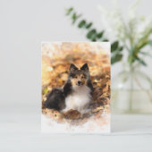 Sheltie Shetland Sheepdog kunstschilderij Briefkaart (Staand voorkant)