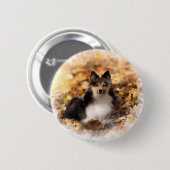Sheltie Shetland Sheepdog kunstschilderij Ronde Button 5,7 Cm (Voorkant /achterkant)