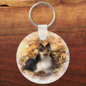 Sheltie Shetland Sheepdog kunstschilderij Sleutelhanger (Voorkant)
