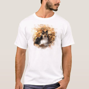 Sheltie Shetland Sheepdog kunstschilderij T-shirt