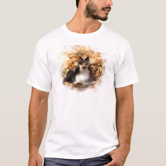 Sheltie Shetland Sheepdog kunstschilderij T-shirt (Voorkant)