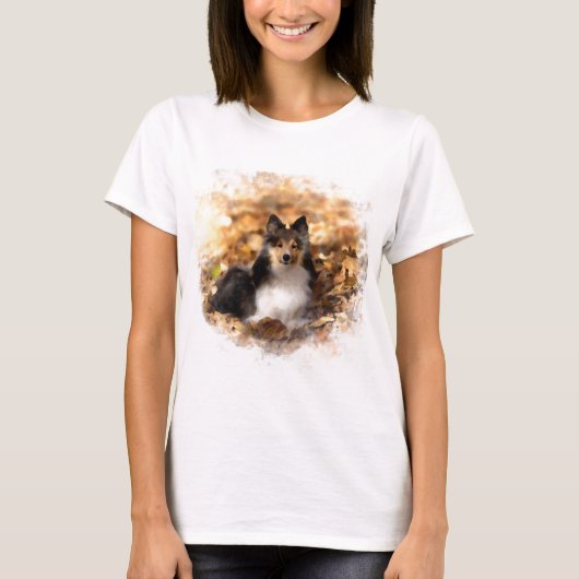 Sheltie Shetland Sheepdog kunstschilderij T-shirt (Voorkant)