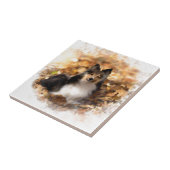 Sheltie Shetland Sheepdog kunstschilderij Tegeltje (Zijkant)