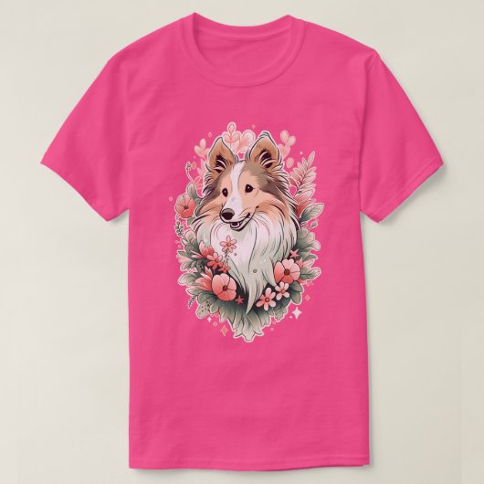 Sheltie Shetland Sheepdog Pastel T-shirt (Design voorkant)