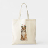 Sheltie Shetland Sheepdog Reindeer Kersthond Tote Bag (Achterkant)