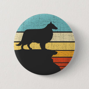 Sheltie Shetland Sheepdog Retro Hondenliefhebber Ronde Button 5,7 Cm