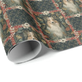 Sheltie Shetland Sheepdog Victorian Floral Cadeaupapier (Rol Hoek)