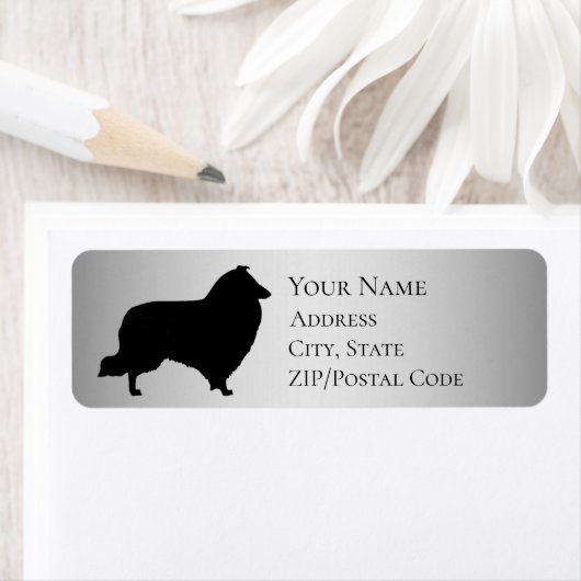 Sheltie Silhouette Return-adres Etiket (Insitu)