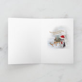 Sheltie Sledding met Konijnen Feestdagen Kaart (Binnen)