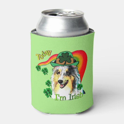 Sheltie St Patricks Day Blikjeskoeler (Blikje Voorkant)