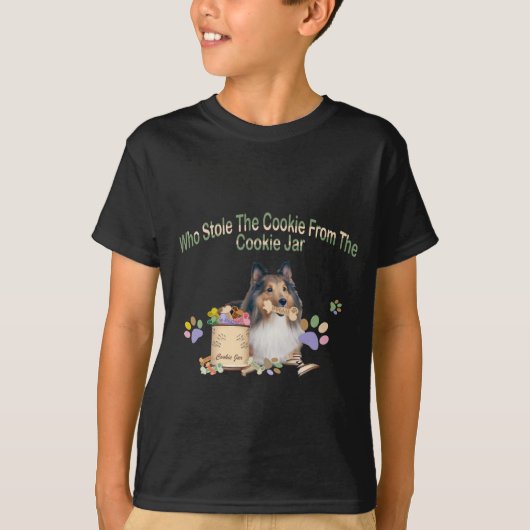 Sheltie stal koekje voor donkere kleding t-shirt (Voorkant)