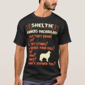 Sheltie Stubborn Tricks Eigenaar Woordenschat T-shirt (Voorkant)