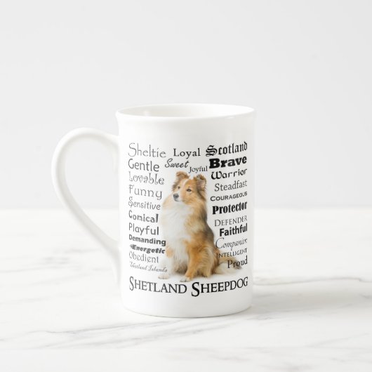 Sheltie Traits Bone China Mok (Links)