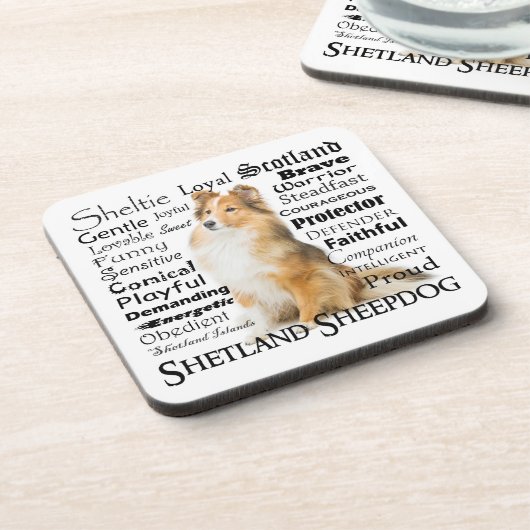 Sheltie Traits Onderzetter Set (Linkerzijde)