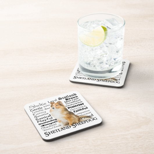 Sheltie Traits Onderzetter Set (Rechterzijde)