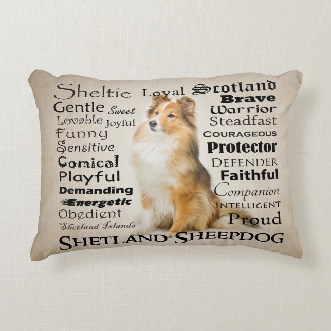 Sheltie Traits Pillow Accent Kussen (Voorkant)