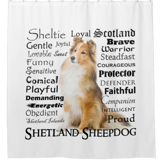 Sheltie Traits Shower Curtain Douchegordijn (Voorkant)