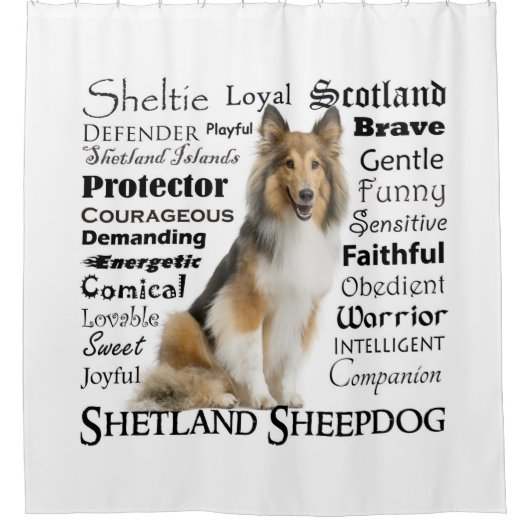 Sheltie Traits Shower Curtain Douchegordijn (Voorkant)
