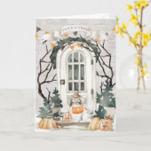 Sheltie Trick or treat Halloween Kaart (Gele Bloem)