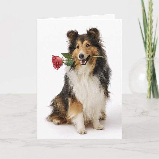 Sheltie Valentijn – Zachtmoedig Hart, Echte Liefde Kaart (Voorkant)