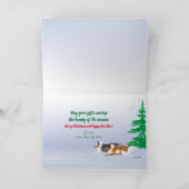 Shelties Pulling Sleigh, Folded Holiday Kerstmis Feestdagen Kaart (Binnen)