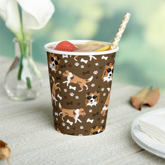 Shelties Shetland Sheepdog Collie Dog Paper Cups Papieren Bekers (Insitu)