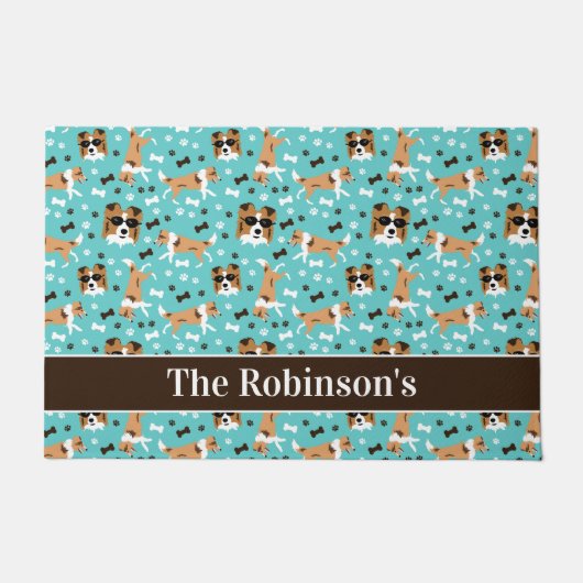 Shelties Shetland Sheepdog Dog Collie Persoonlijk Deurmat (Voorkant)