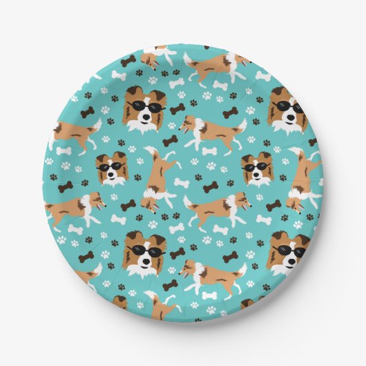 Shelties Shetland Sheepdog Mini Collie Pattern Pap Papieren Bordje (Voorkant)