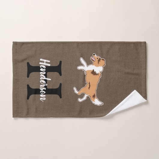 Shelties Shetland Sheepdog Monogram Achternaam Bad Handdoek (Handdoek)