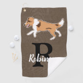 Shelties Shetland Sheepdog Monogram Achternaam Golfhanddoek (Insitu)