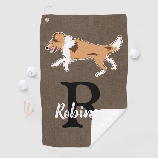 Shelties Shetland Sheepdog Monogram Achternaam Golfhanddoek (Insitu)