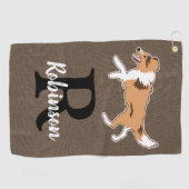Shelties Shetland Sheepdog Monogram Achternaam Golfhanddoek (Horizontaal)