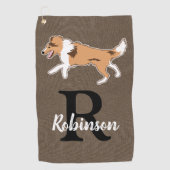 Shelties Shetland Sheepdog Monogram Achternaam Golfhanddoek (Voorkant)