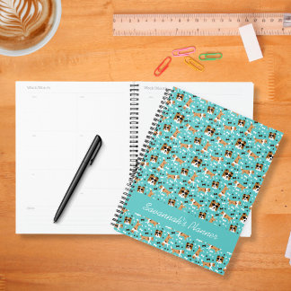 Shelties Shetland Sheepdog Pattern Aqua Planner