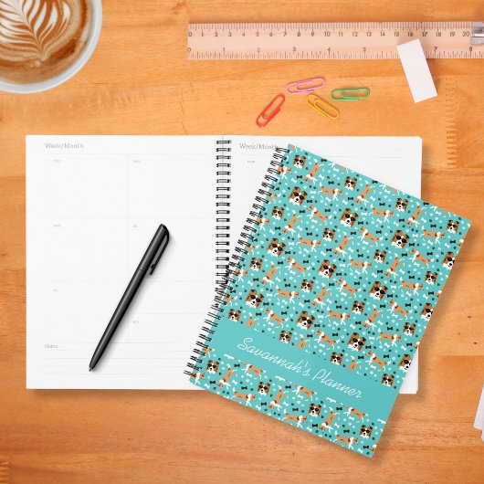 Shelties Shetland Sheepdog Pattern Aqua Planner