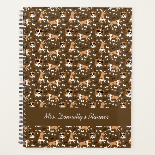 Shelties Shetland Sheepdog Pattern Brown Planner (Voorkant)