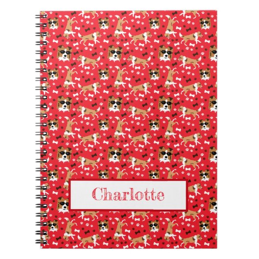 Shelties Shetland Sheepdog Pattern Red Notitieboek (Voorkant)
